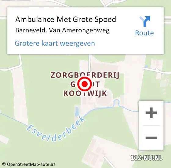 Locatie op kaart van de 112 melding: Ambulance Met Grote Spoed Naar Barneveld, Van Amerongenweg op 14 februari 2016 10:13