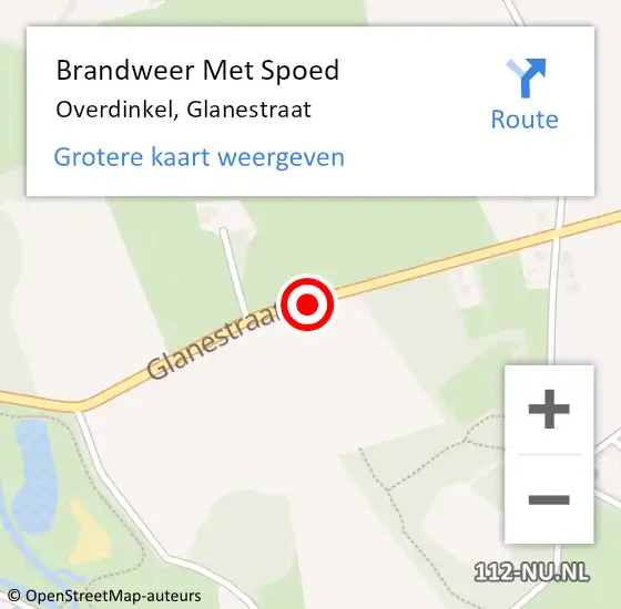 Locatie op kaart van de 112 melding: Brandweer Met Spoed Naar Overdinkel, Glanestraat op 14 februari 2016 10:41