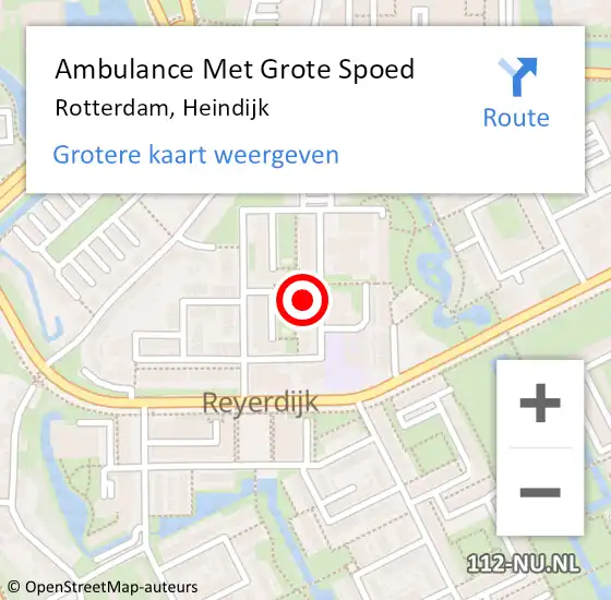 Locatie op kaart van de 112 melding: Ambulance Met Grote Spoed Naar Rotterdam, Heindijk op 14 februari 2016 11:37