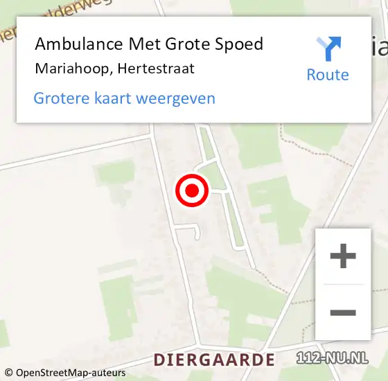 Locatie op kaart van de 112 melding: Ambulance Met Grote Spoed Naar Mariahoop, Hertestraat op 5 december 2013 22:10