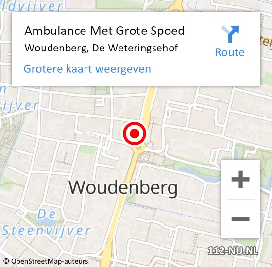 Locatie op kaart van de 112 melding: Ambulance Met Grote Spoed Naar Woudenberg, De Weteringsehof op 14 februari 2016 12:17