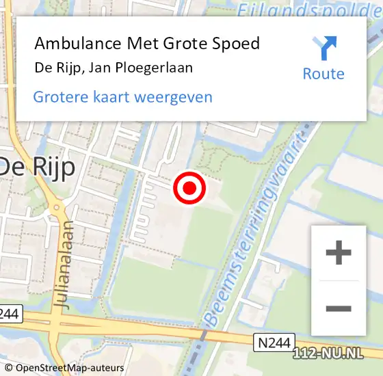 Locatie op kaart van de 112 melding: Ambulance Met Grote Spoed Naar De Rijp, Jan Ploegerlaan op 14 februari 2016 12:36