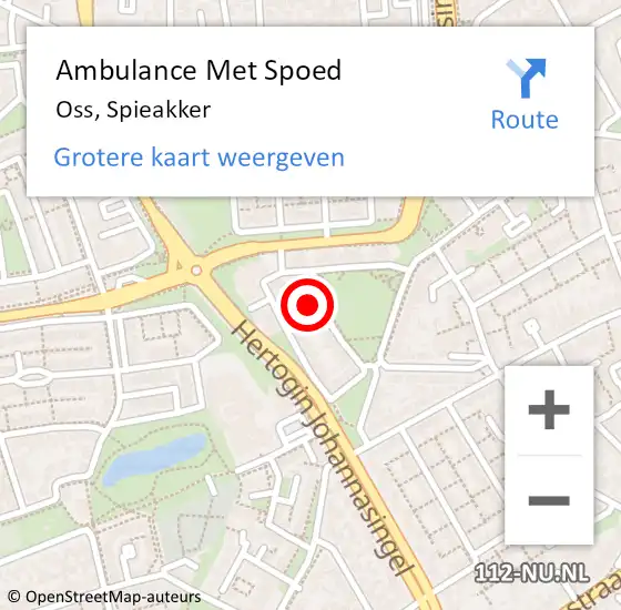 Locatie op kaart van de 112 melding: Ambulance Met Spoed Naar Oss, Spieakker op 14 februari 2016 13:06