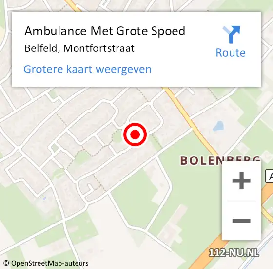 Locatie op kaart van de 112 melding: Ambulance Met Grote Spoed Naar Belfeld, Montfortstraat op 14 februari 2016 13:06