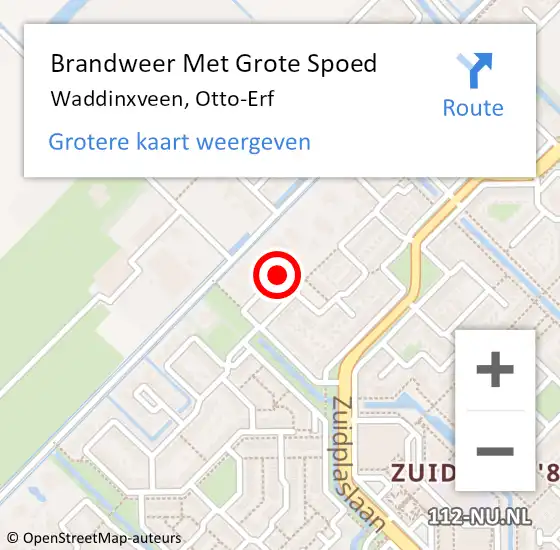 Locatie op kaart van de 112 melding: Brandweer Met Grote Spoed Naar Waddinxveen, Otto-Erf op 14 februari 2016 13:24