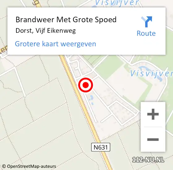 Locatie op kaart van de 112 melding: Brandweer Met Grote Spoed Naar Dorst, Vijf Eikenweg op 14 februari 2016 13:56