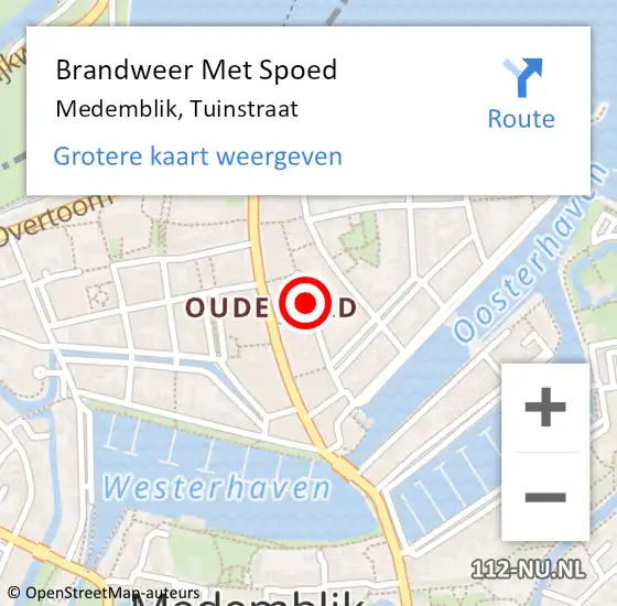 Locatie op kaart van de 112 melding: Brandweer Met Spoed Naar Medemblik, Tuinstraat op 14 februari 2016 15:19