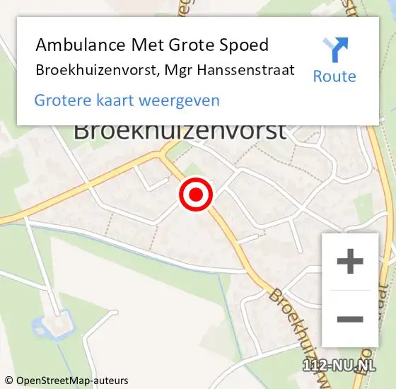 Locatie op kaart van de 112 melding: Ambulance Met Grote Spoed Naar Broekhuizenvorst, Mgr Hanssenstraat op 5 december 2013 22:39