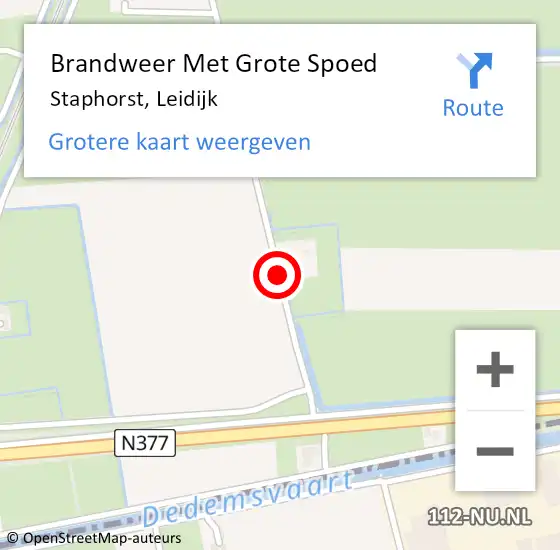 Locatie op kaart van de 112 melding: Brandweer Met Grote Spoed Naar Staphorst, Leidijk op 14 februari 2016 17:49