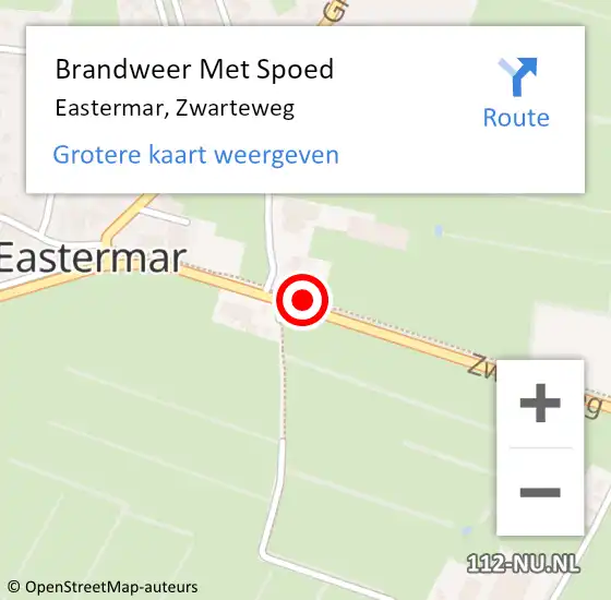 Locatie op kaart van de 112 melding: Brandweer Met Spoed Naar Eastermar, Zwarteweg op 5 december 2013 22:55