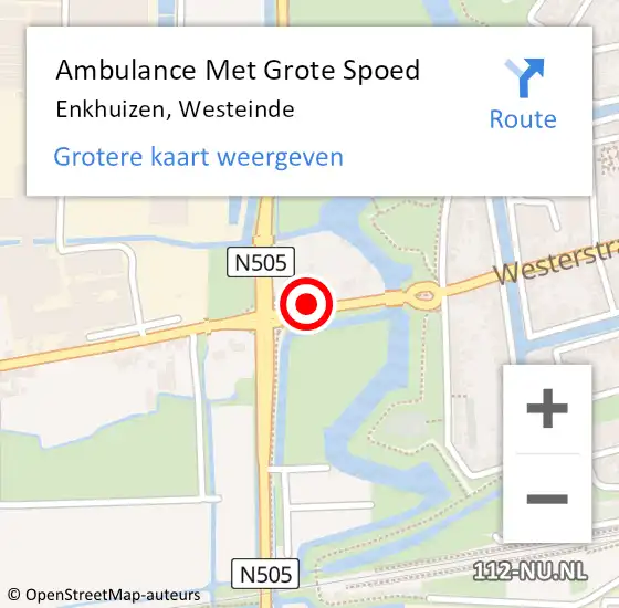 Locatie op kaart van de 112 melding: Ambulance Met Grote Spoed Naar Enkhuizen, Westeinde op 14 februari 2016 19:40