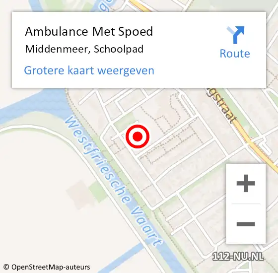 Locatie op kaart van de 112 melding: Ambulance Met Spoed Naar Middenmeer, Schoolpad op 14 februari 2016 19:50