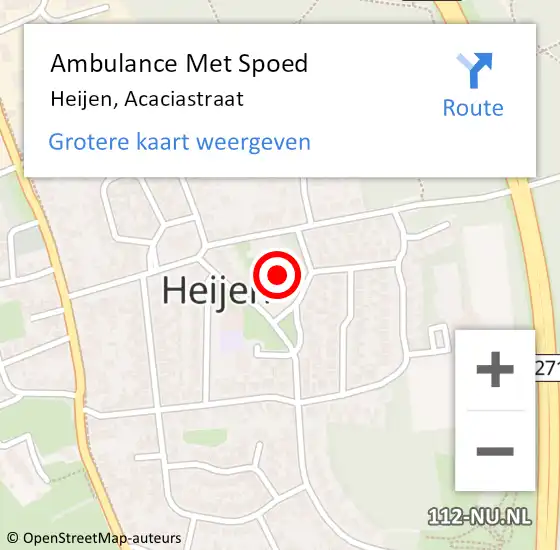 Locatie op kaart van de 112 melding: Ambulance Met Spoed Naar Heijen, Acaciastraat op 14 februari 2016 20:11