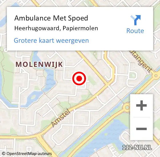 Locatie op kaart van de 112 melding: Ambulance Met Spoed Naar Heerhugowaard, Papiermolen op 14 februari 2016 20:21