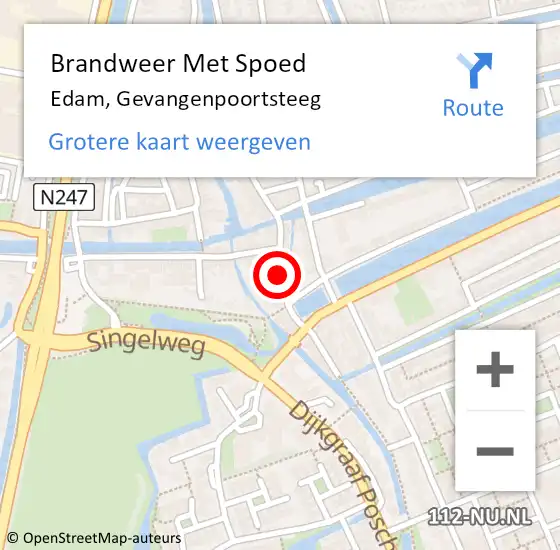 Locatie op kaart van de 112 melding: Brandweer Met Spoed Naar Edam, Gevangenpoortsteeg op 14 februari 2016 20:36