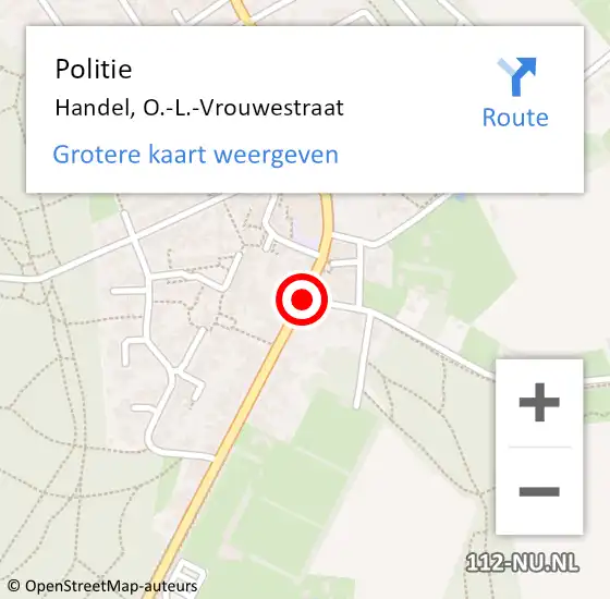 Locatie op kaart van de 112 melding: Politie Handel, O.-L.-Vrouwestraat op 14 februari 2016 21:00