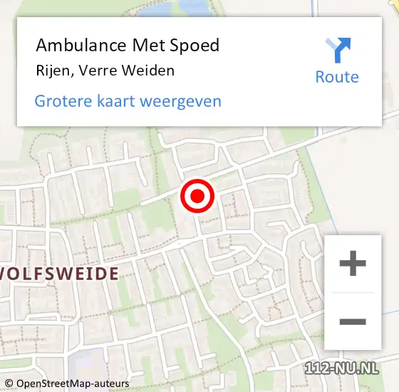 Locatie op kaart van de 112 melding: Ambulance Met Spoed Naar Rijen, Verre Weiden op 14 februari 2016 21:02