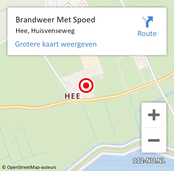 Locatie op kaart van de 112 melding: Brandweer Met Spoed Naar Hee, Huisvenseweg op 5 december 2013 23:07