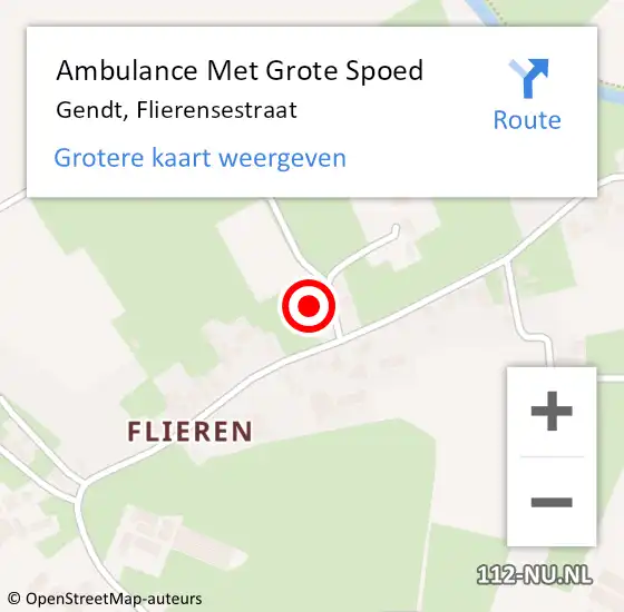 Locatie op kaart van de 112 melding: Ambulance Met Grote Spoed Naar Gendt, Flierensestraat op 14 februari 2016 22:05