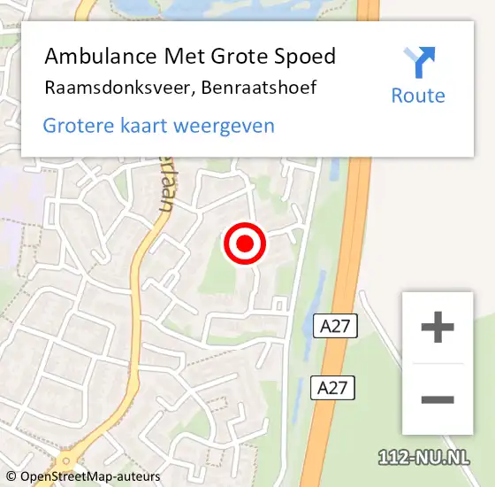 Locatie op kaart van de 112 melding: Ambulance Met Grote Spoed Naar Raamsdonksveer, Benraatshoef op 14 februari 2016 22:28