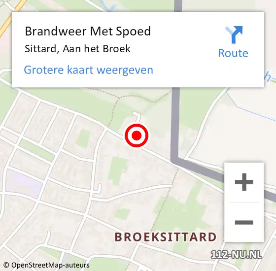 Locatie op kaart van de 112 melding: Brandweer Met Spoed Naar Sittard, Aan het Broek op 14 februari 2016 23:42