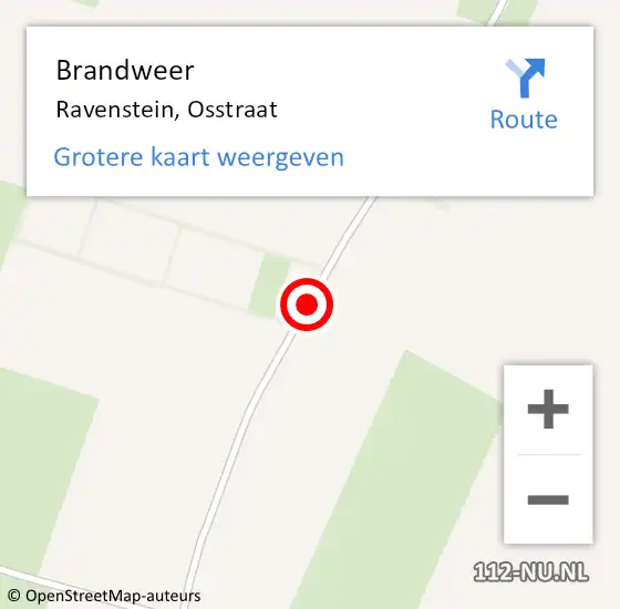 Locatie op kaart van de 112 melding: Brandweer Ravenstein, Osstraat op 14 februari 2016 23:45