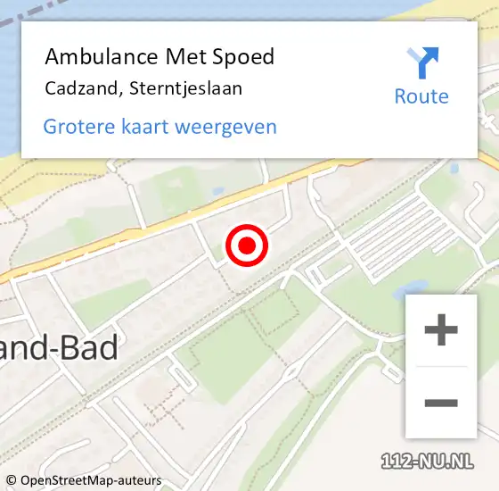 Locatie op kaart van de 112 melding: Ambulance Met Spoed Naar Cadzand, Sterntjeslaan op 5 december 2013 23:26