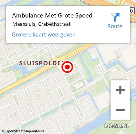 Locatie op kaart van de 112 melding: Ambulance Met Grote Spoed Naar Maassluis, Crabethstraat op 15 februari 2016 01:36