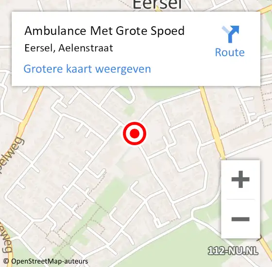 Locatie op kaart van de 112 melding: Ambulance Met Grote Spoed Naar Eersel, Aelenstraat op 15 februari 2016 04:35