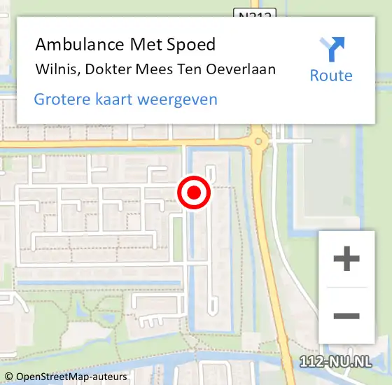 Locatie op kaart van de 112 melding: Ambulance Met Spoed Naar Wilnis, Dokter Mees Ten Oeverlaan op 15 februari 2016 06:54