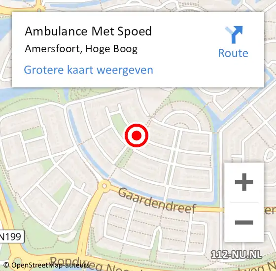 Locatie op kaart van de 112 melding: Ambulance Met Spoed Naar Amersfoort, Hoge Boog op 15 februari 2016 08:12