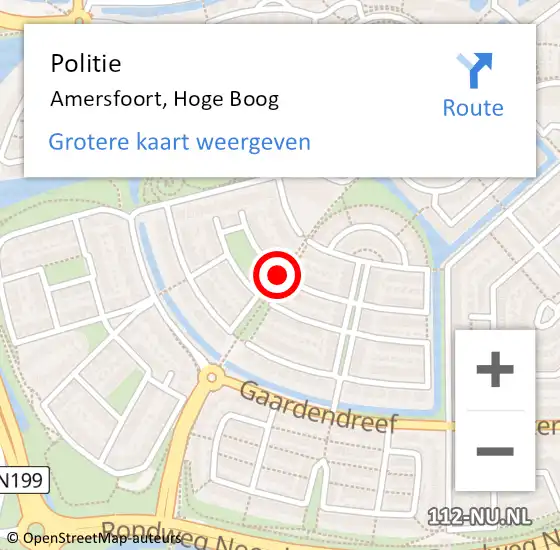 Locatie op kaart van de 112 melding: Politie Amersfoort, Hoge Boog op 15 februari 2016 08:15