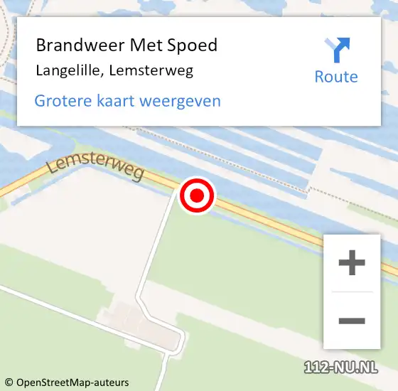 Locatie op kaart van de 112 melding: Brandweer Met Spoed Naar Langelille, Lemsterweg op 6 december 2013 00:27