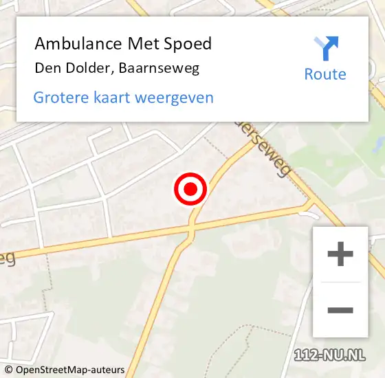 Locatie op kaart van de 112 melding: Ambulance Met Spoed Naar Den Dolder, Baarnseweg op 15 februari 2016 09:49