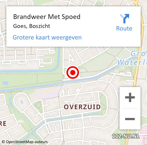 Locatie op kaart van de 112 melding: Brandweer Met Spoed Naar Goes, Boszicht op 15 februari 2016 10:26