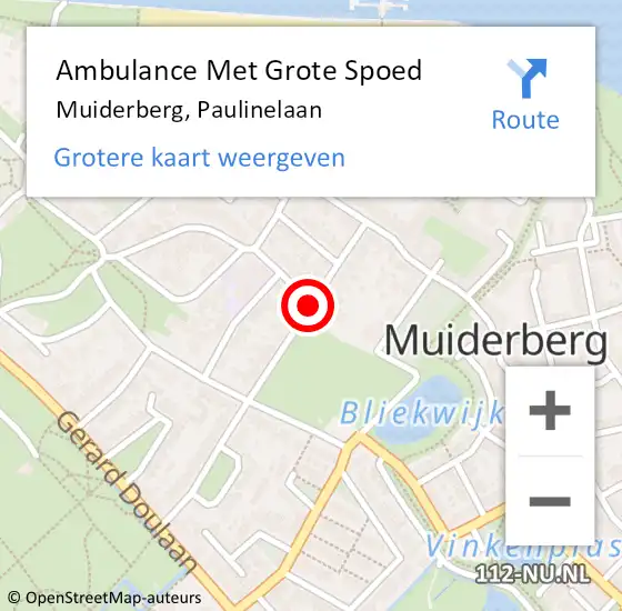 Locatie op kaart van de 112 melding: Ambulance Met Grote Spoed Naar Muiderberg, Paulinelaan op 6 september 2013 13:27