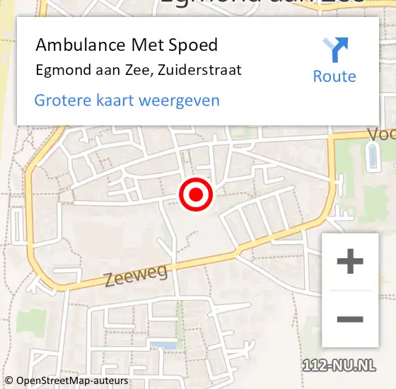 Locatie op kaart van de 112 melding: Ambulance Met Spoed Naar Egmond aan Zee, Zuiderstraat op 15 september 2013 02:59