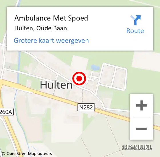 Locatie op kaart van de 112 melding: Ambulance Met Spoed Naar Hulten, Oude Baan op 15 februari 2016 12:55