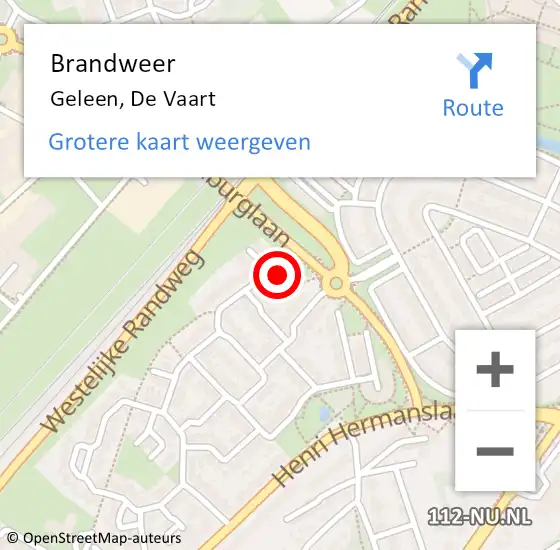 Locatie op kaart van de 112 melding: Brandweer Geleen, De Vaart op 6 december 2013 01:40