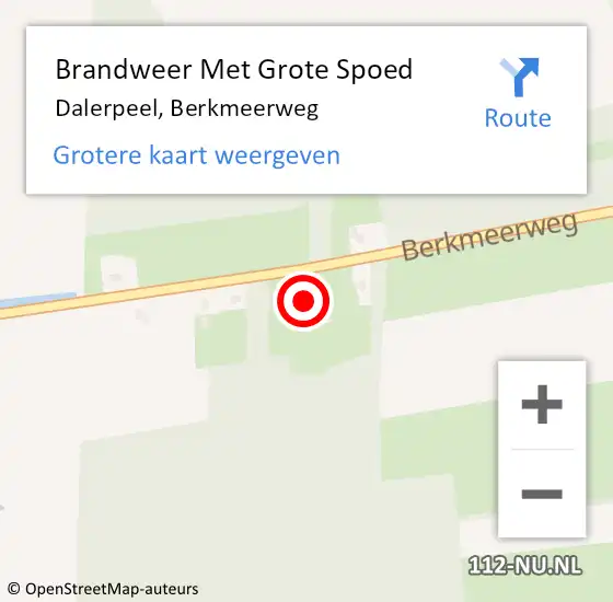 Locatie op kaart van de 112 melding: Brandweer Met Grote Spoed Naar Dalerpeel, Berkmeerweg op 15 februari 2016 13:15