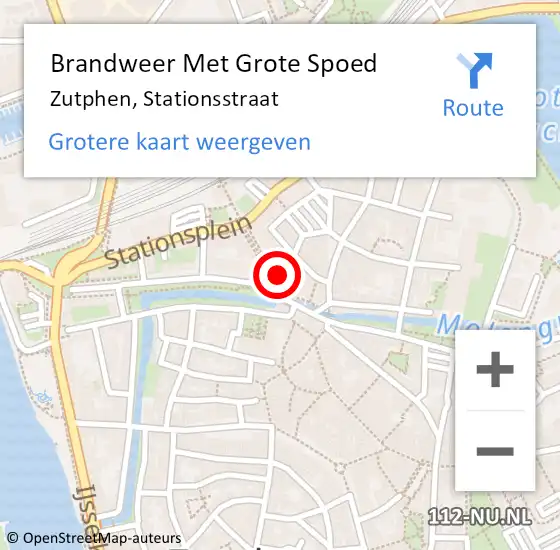 Locatie op kaart van de 112 melding: Brandweer Met Grote Spoed Naar Zutphen, Stationsstraat op 15 februari 2016 13:30