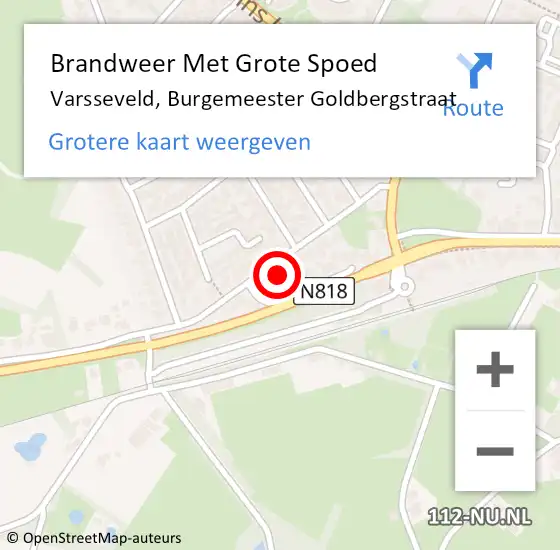 Locatie op kaart van de 112 melding: Brandweer Met Grote Spoed Naar Varsseveld, Burgemeester Goldbergstraat op 15 februari 2016 13:35