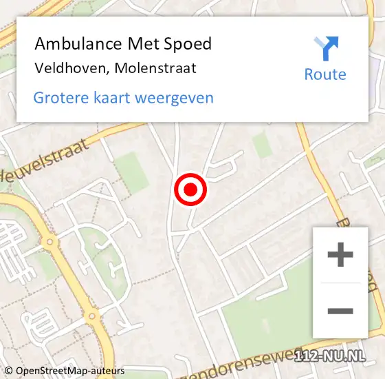 Locatie op kaart van de 112 melding: Ambulance Met Spoed Naar Veldhoven, Molenstraat op 15 februari 2016 13:59