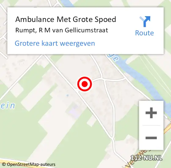 Locatie op kaart van de 112 melding: Ambulance Met Grote Spoed Naar Rumpt, R M van Gellicumstraat op 15 februari 2016 15:02