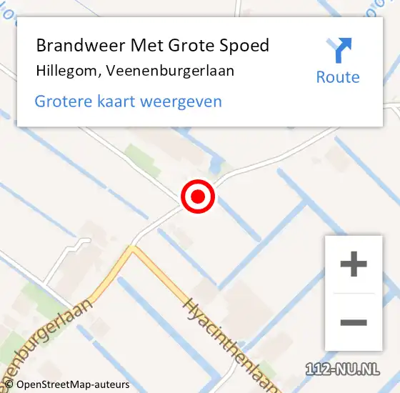 Locatie op kaart van de 112 melding: Brandweer Met Grote Spoed Naar Hillegom, Veenenburgerlaan op 6 december 2013 02:31