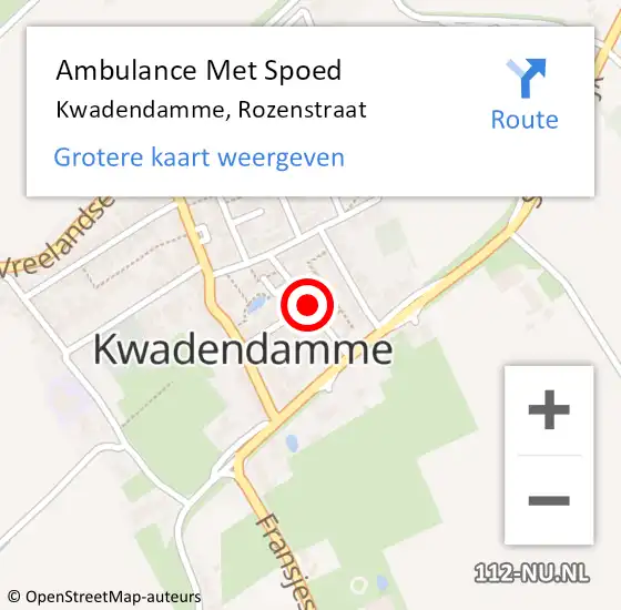 Locatie op kaart van de 112 melding: Ambulance Met Spoed Naar Kwadendamme, Rozenstraat op 15 februari 2016 15:17