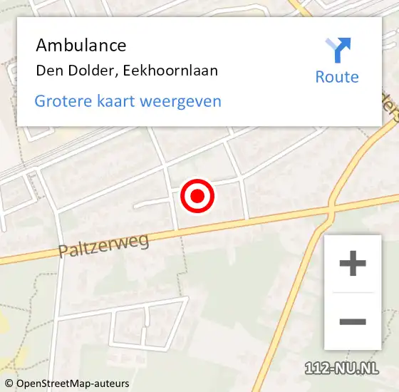 Locatie op kaart van de 112 melding: Ambulance Den Dolder, Eekhoornlaan op 15 februari 2016 16:02