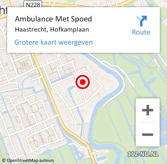 Locatie op kaart van de 112 melding: Ambulance Met Spoed Naar Haastrecht, Hofkamplaan op 15 februari 2016 16:10