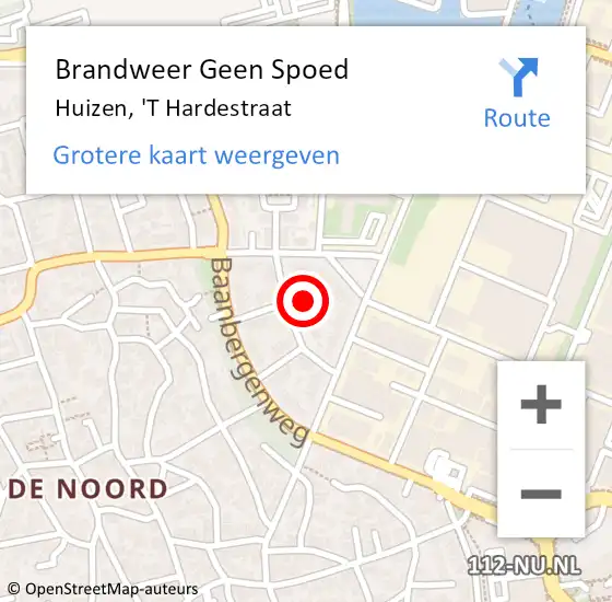 Locatie op kaart van de 112 melding: Brandweer Geen Spoed Naar Huizen, 'T Hardestraat op 6 december 2013 03:07