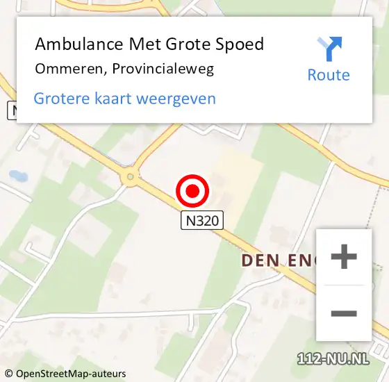 Locatie op kaart van de 112 melding: Ambulance Met Grote Spoed Naar Ommeren, Provincialeweg op 15 februari 2016 17:13